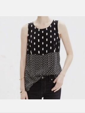 Madewell Sunbase Ikat Print Black Sleeveless Keyhole Back Tank Blouse Size Small